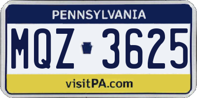 PA license plate MQZ3625