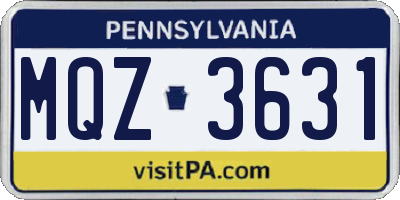 PA license plate MQZ3631