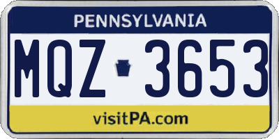 PA license plate MQZ3653