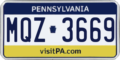 PA license plate MQZ3669