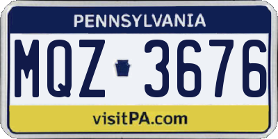 PA license plate MQZ3676