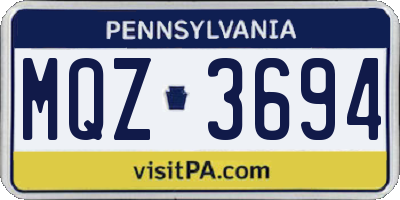 PA license plate MQZ3694