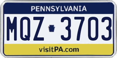 PA license plate MQZ3703