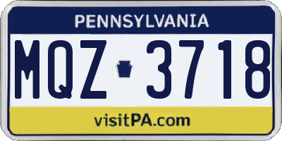PA license plate MQZ3718