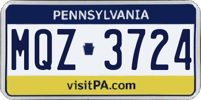 PA license plate MQZ3724