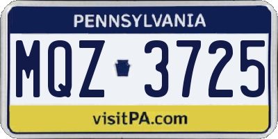 PA license plate MQZ3725
