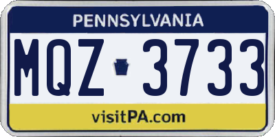 PA license plate MQZ3733