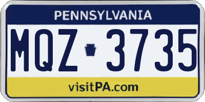 PA license plate MQZ3735