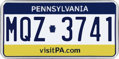 PA license plate MQZ3741