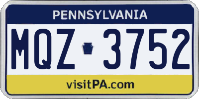 PA license plate MQZ3752