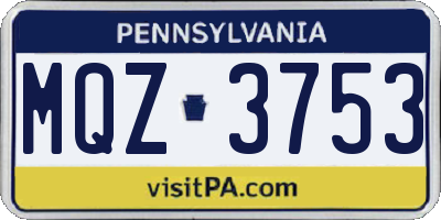PA license plate MQZ3753