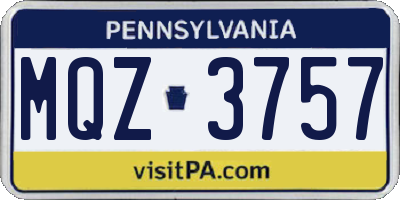 PA license plate MQZ3757