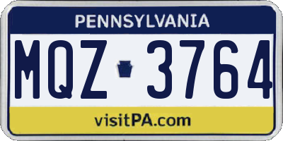 PA license plate MQZ3764