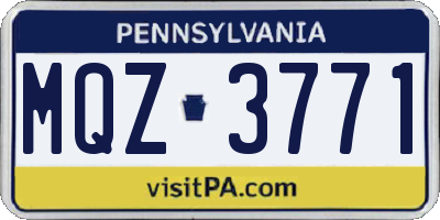 PA license plate MQZ3771
