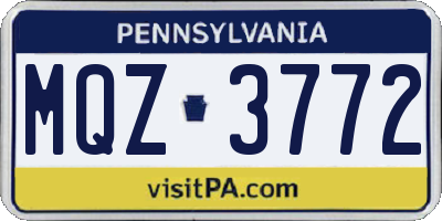 PA license plate MQZ3772