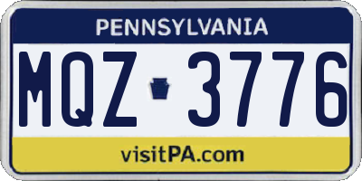 PA license plate MQZ3776