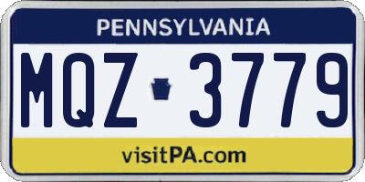 PA license plate MQZ3779