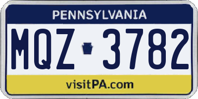 PA license plate MQZ3782