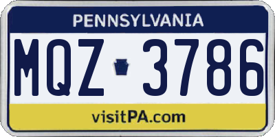 PA license plate MQZ3786