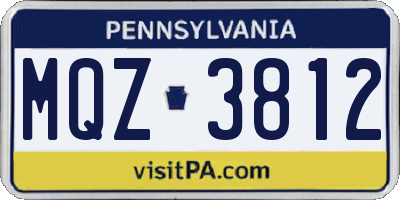 PA license plate MQZ3812