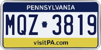 PA license plate MQZ3819