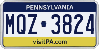 PA license plate MQZ3824