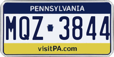 PA license plate MQZ3844