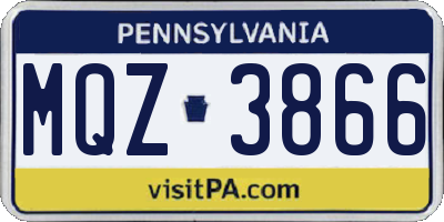 PA license plate MQZ3866