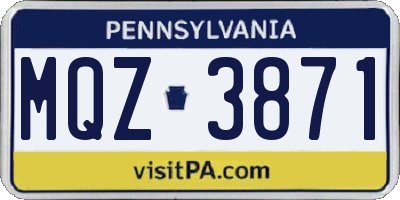 PA license plate MQZ3871