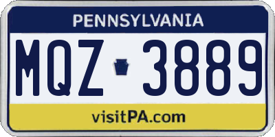 PA license plate MQZ3889