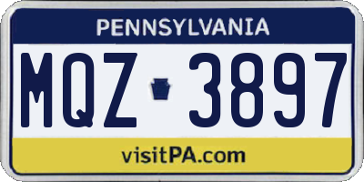PA license plate MQZ3897