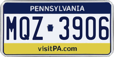 PA license plate MQZ3906