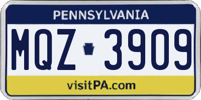 PA license plate MQZ3909