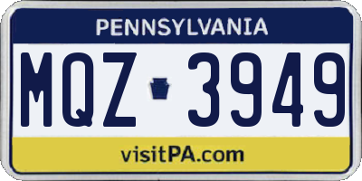 PA license plate MQZ3949