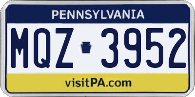 PA license plate MQZ3952