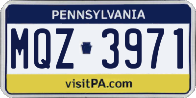 PA license plate MQZ3971