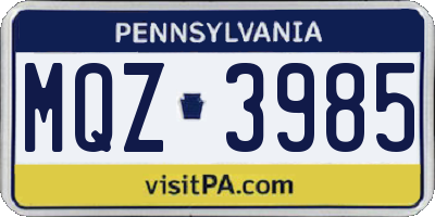 PA license plate MQZ3985