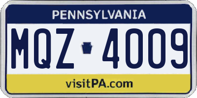 PA license plate MQZ4009