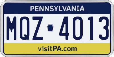PA license plate MQZ4013