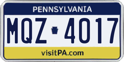 PA license plate MQZ4017