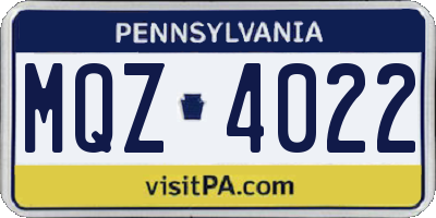 PA license plate MQZ4022
