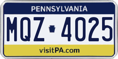 PA license plate MQZ4025