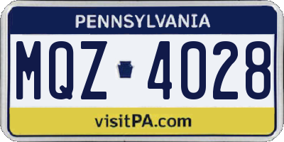 PA license plate MQZ4028
