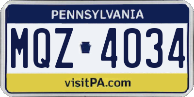 PA license plate MQZ4034