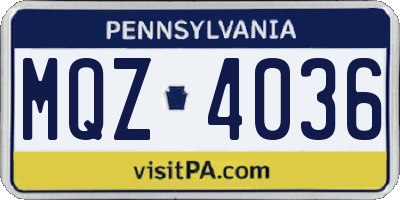 PA license plate MQZ4036
