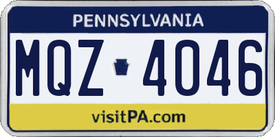 PA license plate MQZ4046