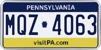 PA license plate MQZ4063