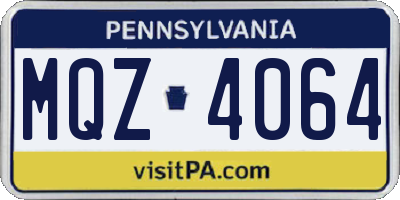 PA license plate MQZ4064