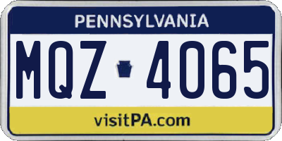 PA license plate MQZ4065