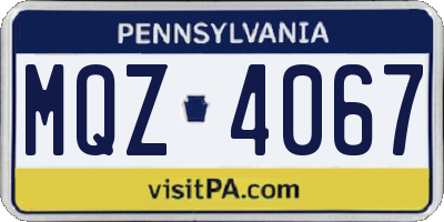 PA license plate MQZ4067